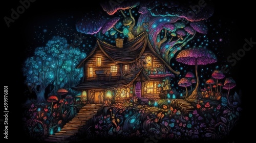 Fantasy forest wooden house art © Ronnie