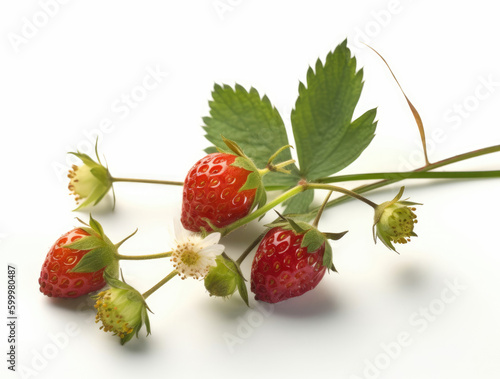 Sprig of wild strawberries