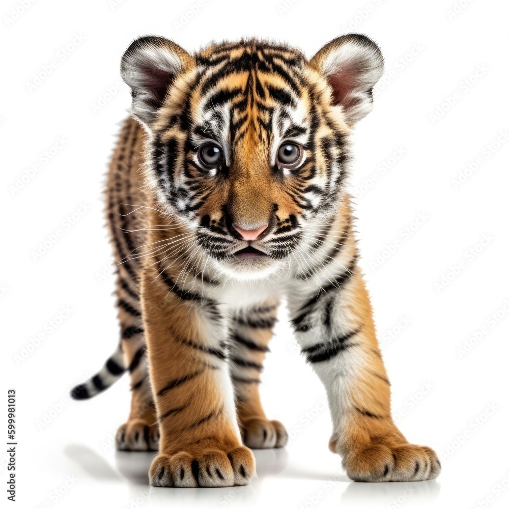 Baby Tiger isolated on white (generative AI)