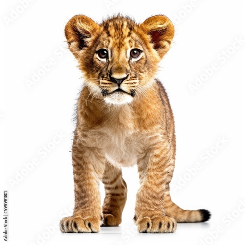 Baby Lion isolated on white (generative AI) © HandmadePictures