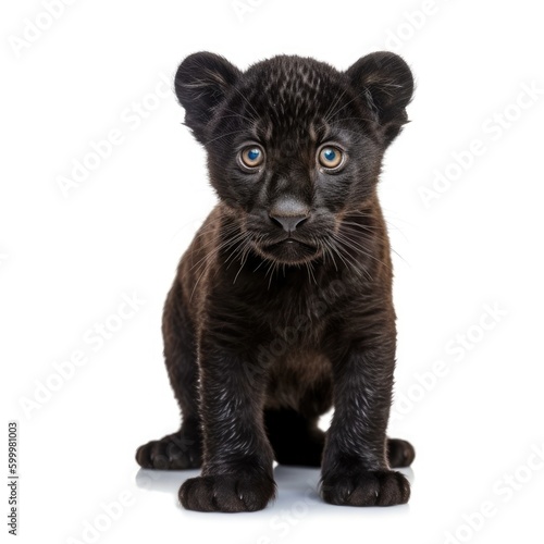 Photographie Baby Black panther isolated on white (generative AI)