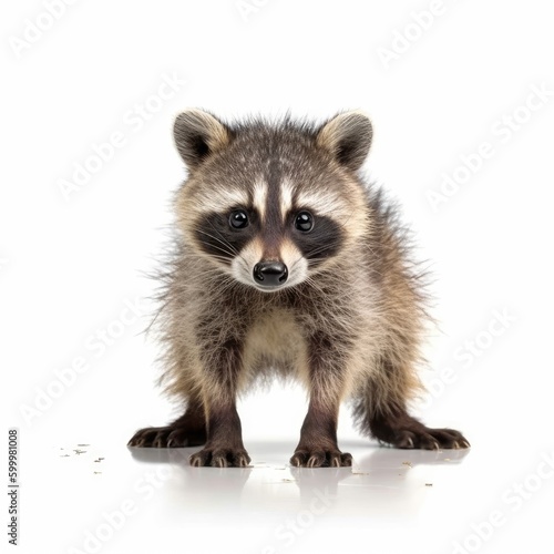 Baby Raccoon isolated on white (generative AI) © HandmadePictures