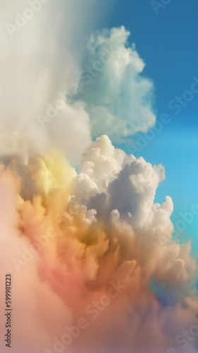 Chromatic colourful clouds with pastel blurred sunset 