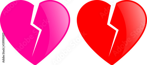 Broken heart vector glossy icon