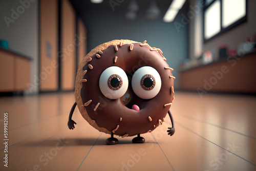 Canvastavla Cute chocolate donut with eyes