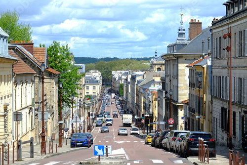 Fototapeta Naklejka Na Ścianę i Meble -  A nice view of a street of Versailles. Spring, France.