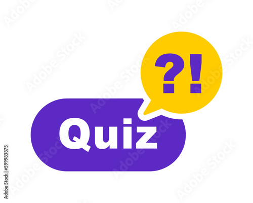 Quiz logo. Quiz time label with question mark. Quiz emblem for business, marketing and advertising. Vector illustration.