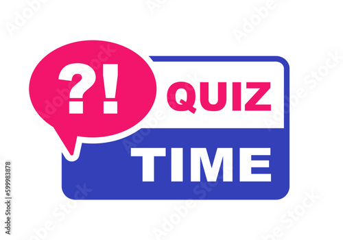 Quiz time logo. Quiz label with question mark. Quiz emblem for business, marketing and advertising. Vector illustration.