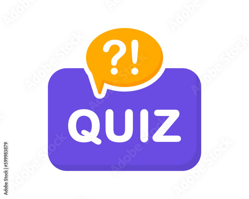 Quiz logo. Quiz time label with question mark. Quiz emblem for business, marketing and advertising. Vector illustration.