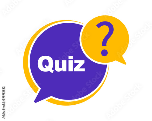 Quiz logo. Quiz time label with question mark. Quiz emblem for business, marketing and advertising. Vector illustration.