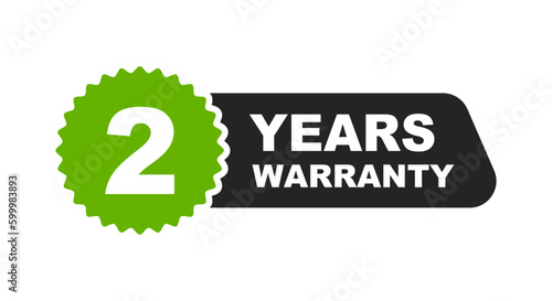2 years warranty label. Warranty badge. Vector illustration.