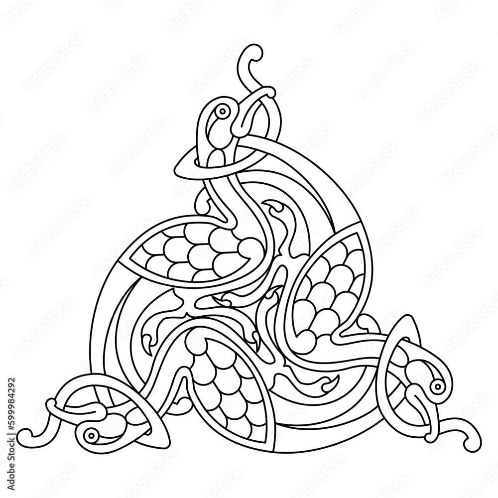 Mystical Medieval Bird Vector Line Art. Decorative Trinity Element Illustration. Mystical Medieval Bird Vector Line Art. Decorative Trinity Element Illustration.