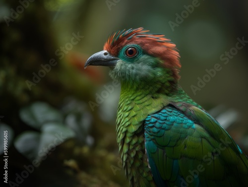 Vibrant Quetzal in Lush Rainforest AI Generated Generative AI
