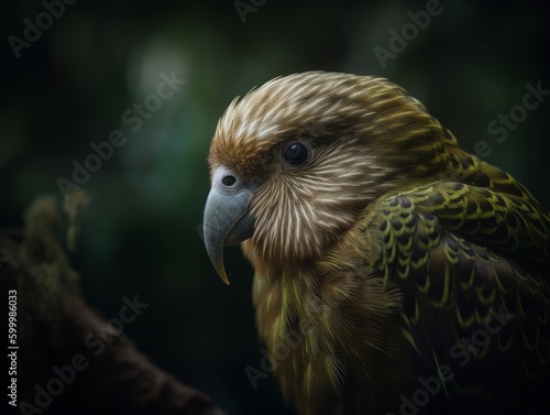 Endearing Kakapo in Lush Forest AI Generated Generative AI