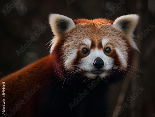 Adorable Red Panda in Lush Habitat AI Generated Generative AI