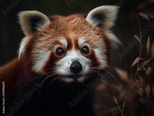 Adorable Red Panda in Lush Habitat AI Generated Generative AI