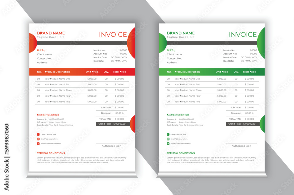 Modern business invoice vector layout