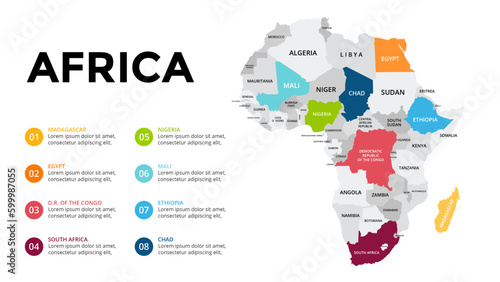 Africa Map, African Map with each country's names and borders separated.