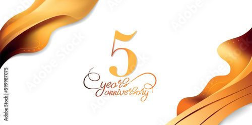 5 years anniversary vector icon, logo. Isolated elegant design with lettering