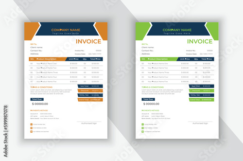 Attractive and modern business invoice design template