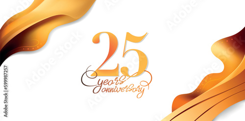 25 years anniversary vector icon, logo. Isolated elegant design with lettering
