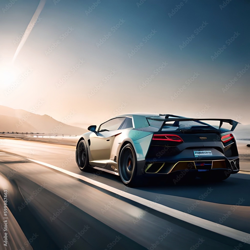 Naklejka premium Cyberpunk Edgerunners Sports Car Generative Ai