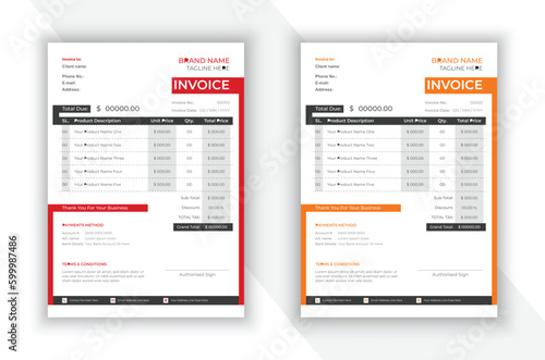 Creative and corporate business invoice vector template.