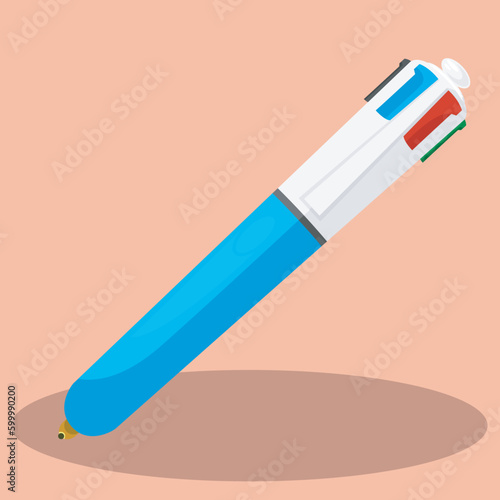 4-Color Pen,ancient vectorized pen,vector isolated editable.