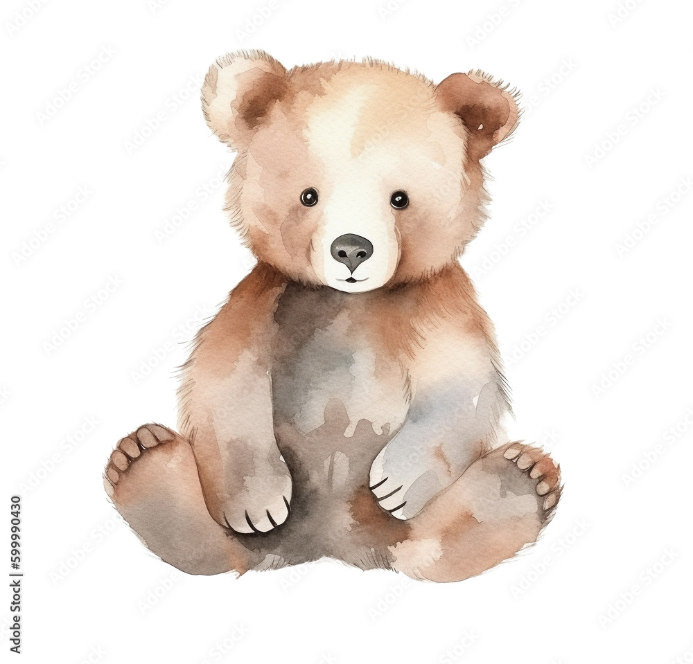 Watercolor cute bear transparent background, PNG File - Generative Ai