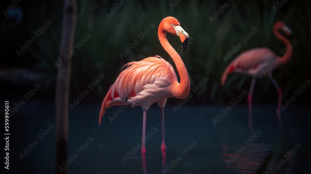 Flamingo in the Lake