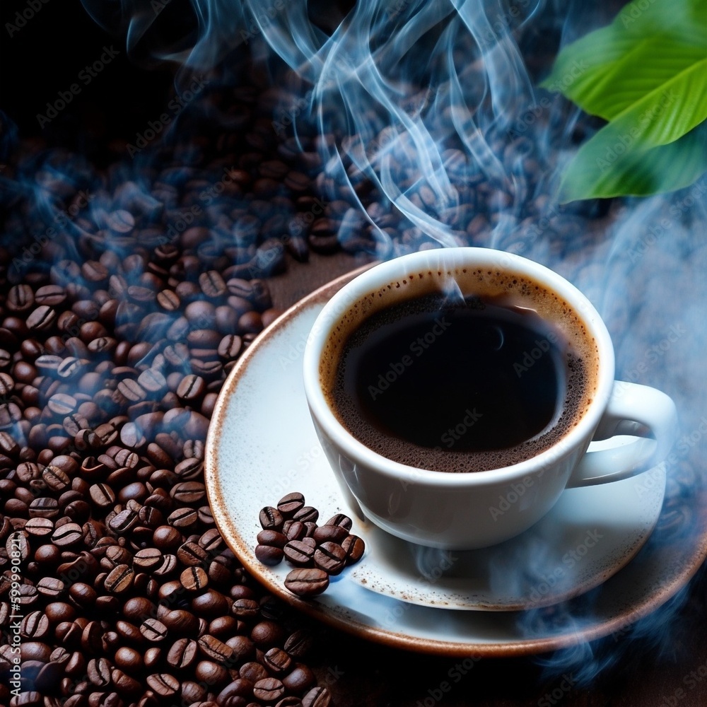 Fototapeta premium Cup of hot coffee generated with artificial intelligence 