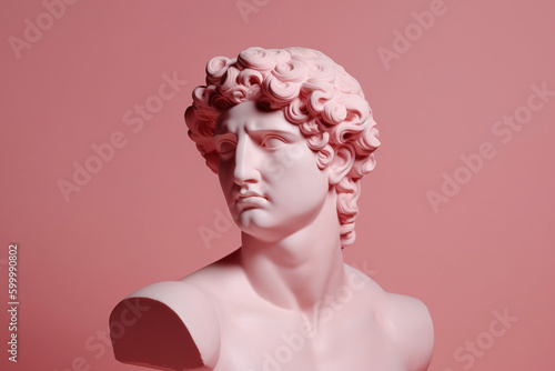 Ancient Greek God bust. AI generated image. 