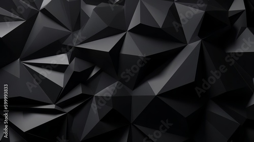 An abstract black background with many triangular shapes. Generative ai