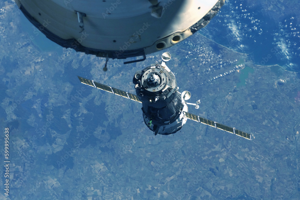 Foto Docking spacecraft in outer space