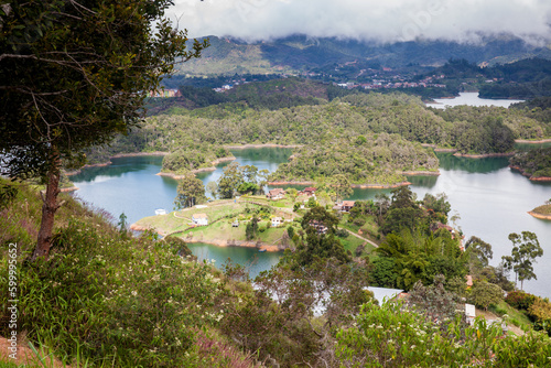 The artificial lake in Guatape in the Antioquia region of Colombia
