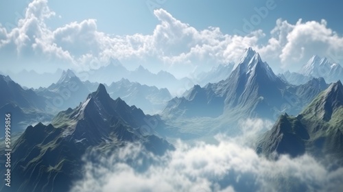 A stunning mountain range with breathtaking peaks and valleys. Generative ai