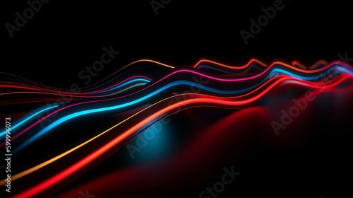Colorful light streaks on black background. Generative ai