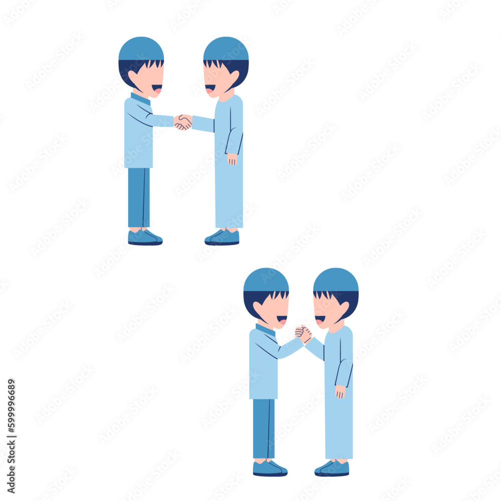 Set Of Muslim Boys Shaking Hands Set Of Muslim Boys Shaking Hands