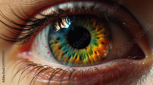 Colorful eye. Eye With Rainbow Colors. AI Generative