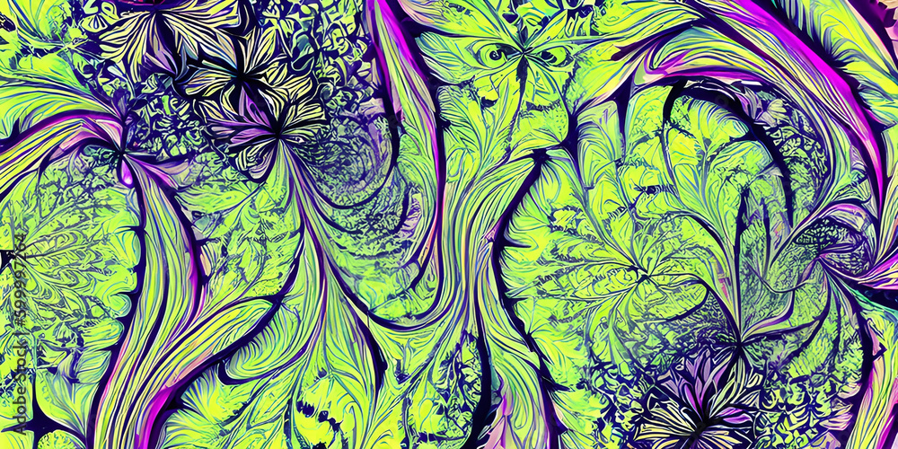 Fototapeta abstract background plante fractale papillons 