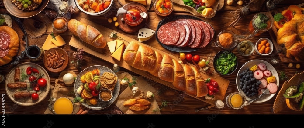Visual representation of the food served at the table with generative AI Visual representation of the food served at the table with generative AI