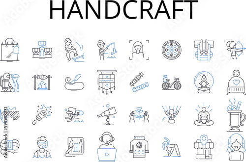 Handcraft line icons collection. Artisanal, Bespoke, Hand-made, Man-made, Home-baked, Tailor-made, Artistic vector and linear illustration. Hand-woven,Hand-sewn,Hand-picked outline signs set