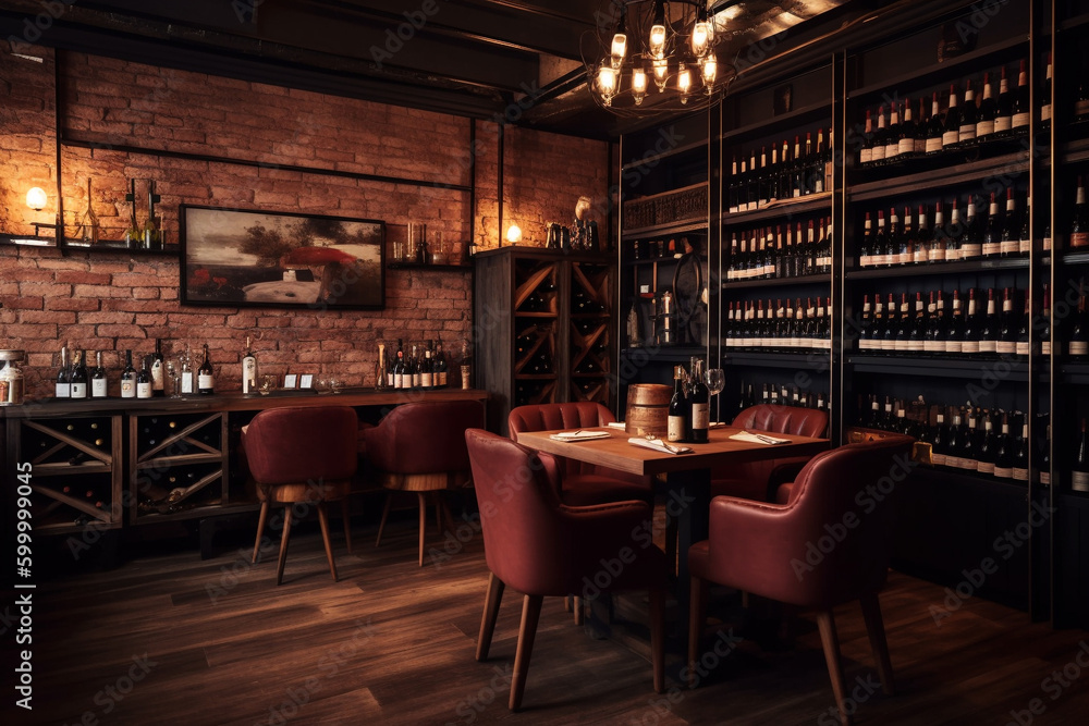 A cozy intimate wine bar with a curated selection of wines and drink