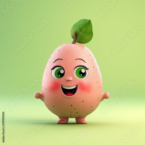 Cute Cartoon Guava Character (Generative AI)