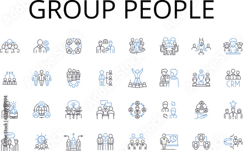 Photos Group people line icons collection