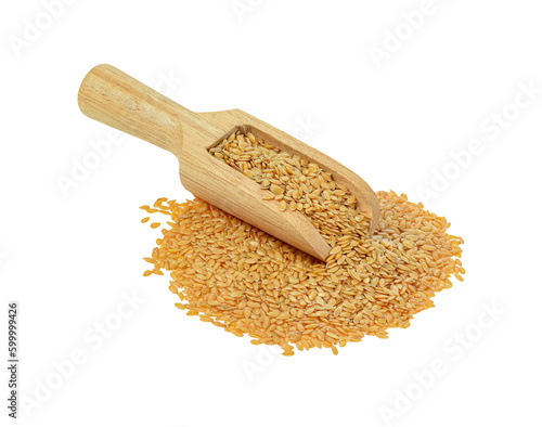 Golden flax seeds  close up isolated on  transparent png