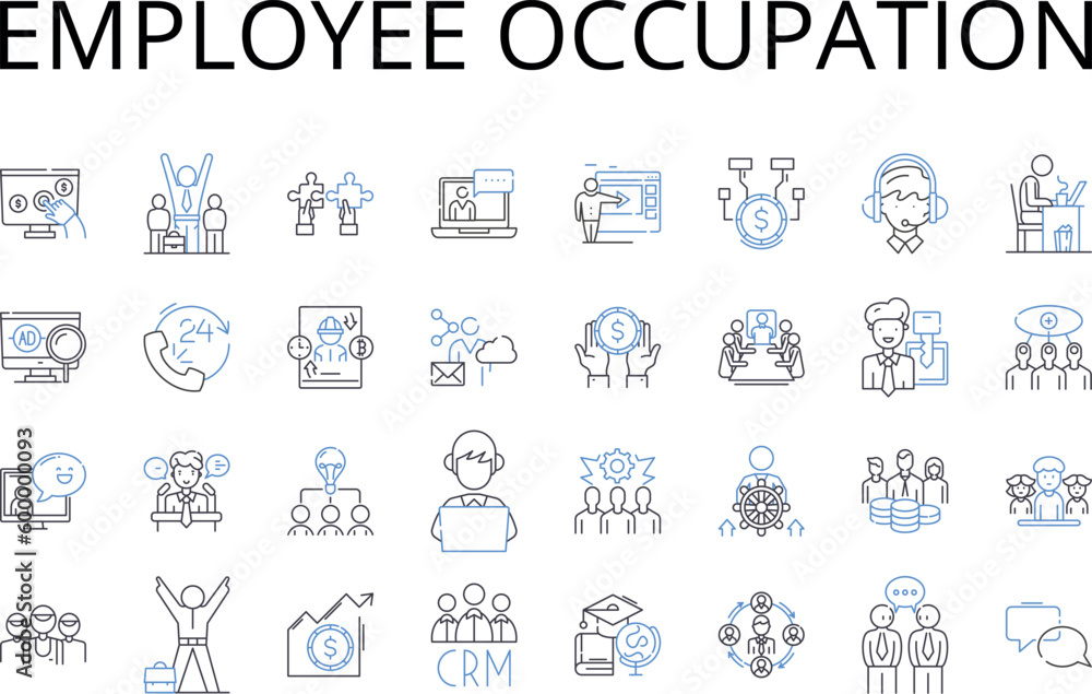 Employee occupation line icons collection. Business profession, Work trade, Staff employment, Labor career, Job vocation, Task skill, Duty service vector and linear illustration. Employment occupation Employee occupation line icons collection. Business profession, Work trade, Staff employment, Labor career, Job vocation, Task skill, Duty service vector and linear illustration. Employment occupation