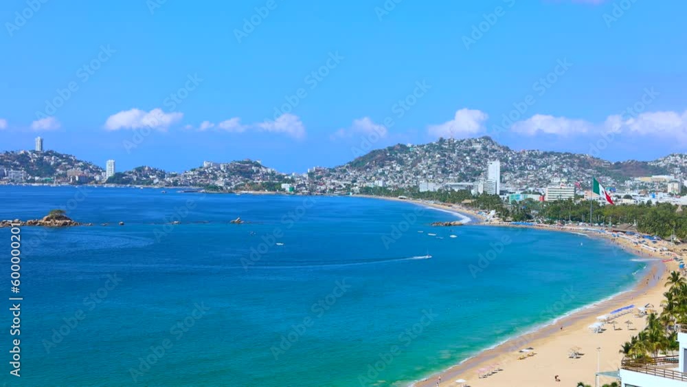 Mexico, Acapulco resort beaches and scenic ocean views near Zona Dorada Golden Beach zone. Mexico, Acapulco resort beaches and scenic ocean views near Zona Dorada Golden Beach zone.