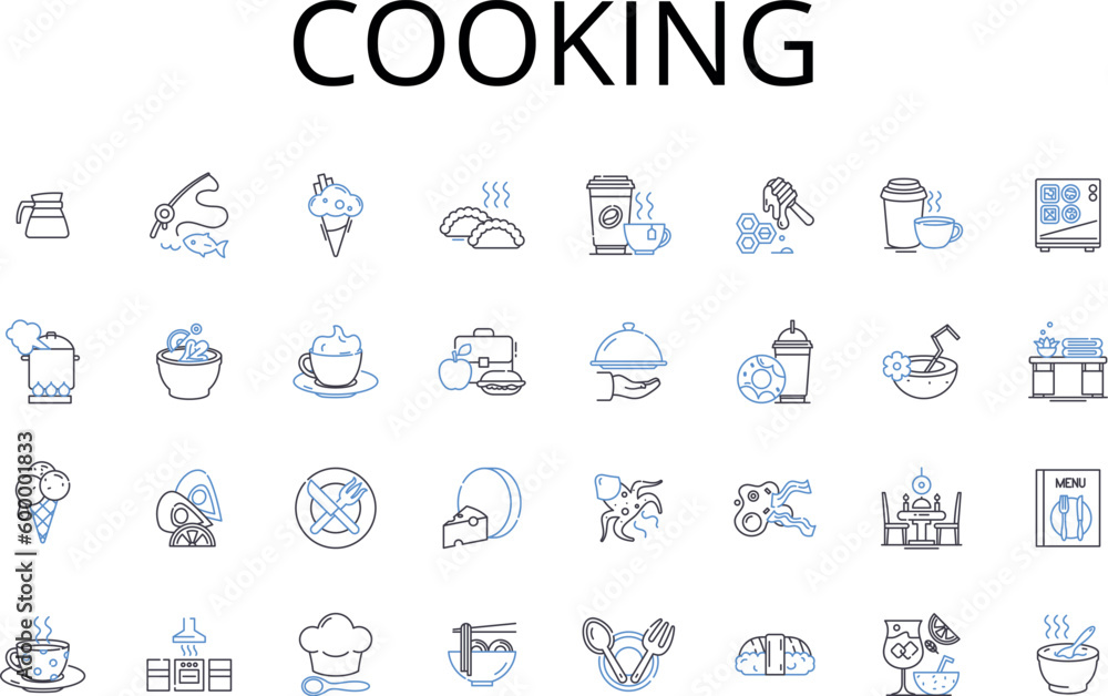 Cooking line icons collection. Culinary, Preparing, Baking, Roasting, Barbecuing, Sauteing, Grilling vector and linear illustration. Frying,Stir-frying,Smoking outline signs set Cooking line icons collection. Culinary, Preparing, Baking, Roasting, Barbecuing, Sauteing, Grilling vector and linear illustration. Frying,Stir-frying,Smoking outline signs set