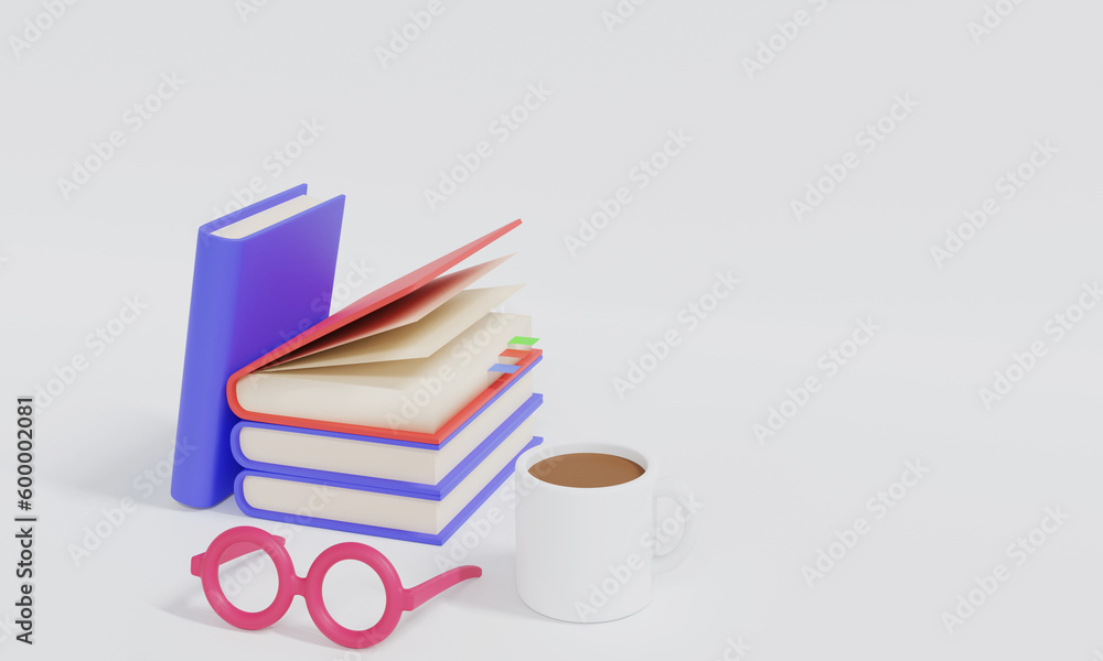 Naklejka premium 3D rendering book stacking. Business concept.